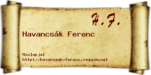 Havancsák Ferenc névjegykártya
