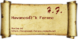 Havancsák Ferenc névjegykártya